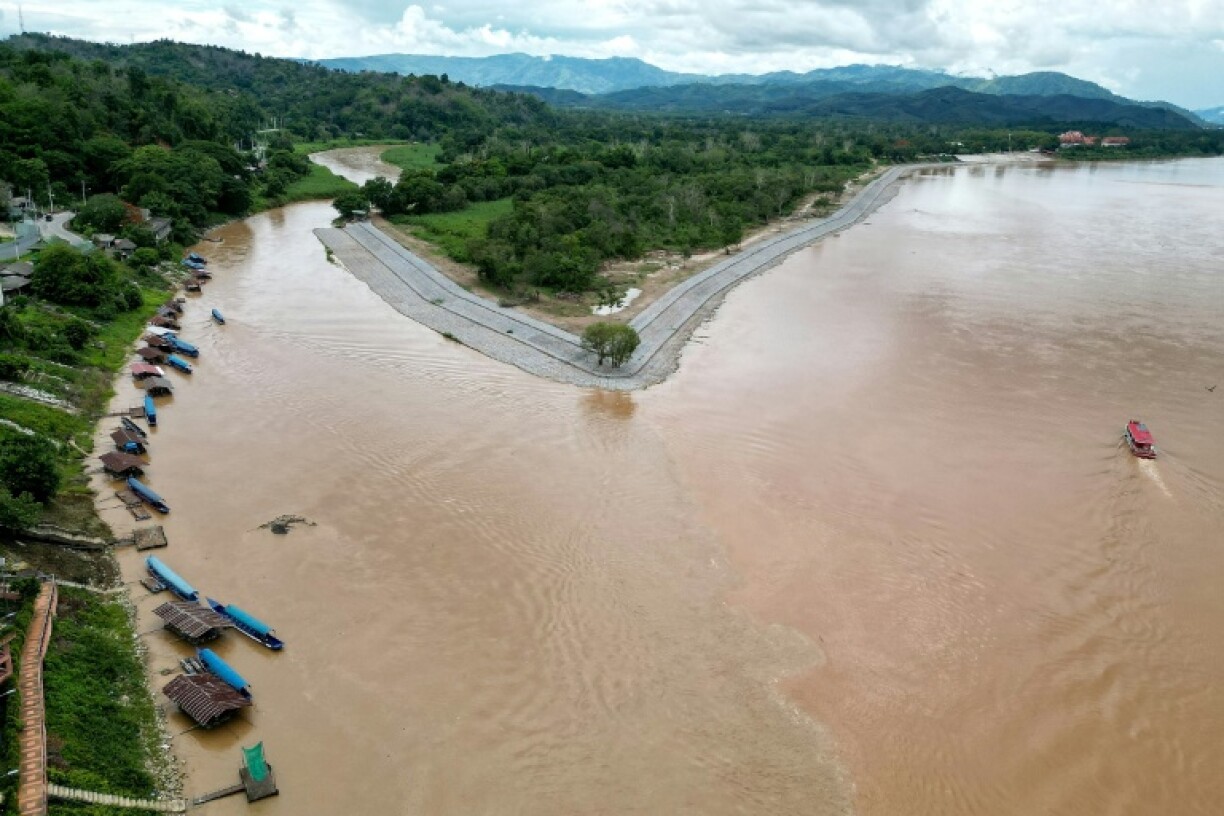 The Ruak River meets the Mekong River (R) in the Golden Triangle