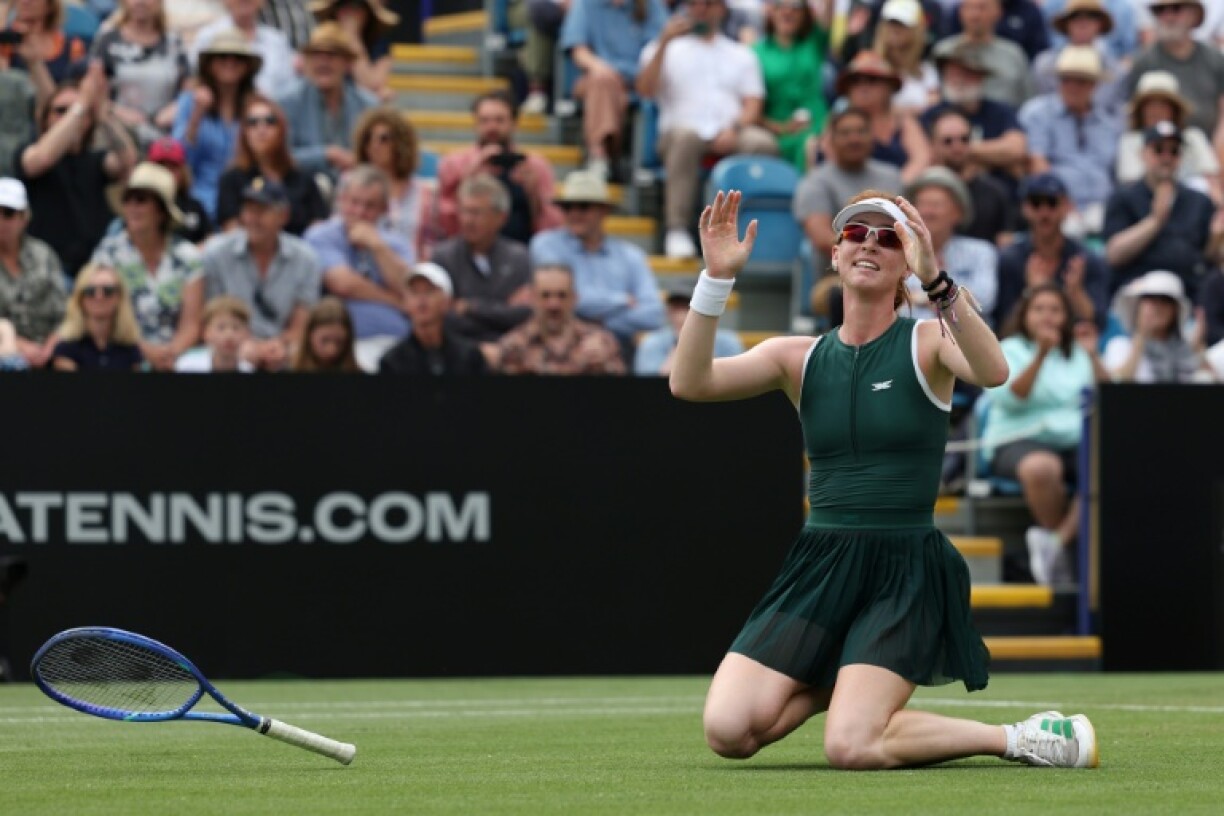 Australia's Maya Joint reacts after winning the Eastbourne final