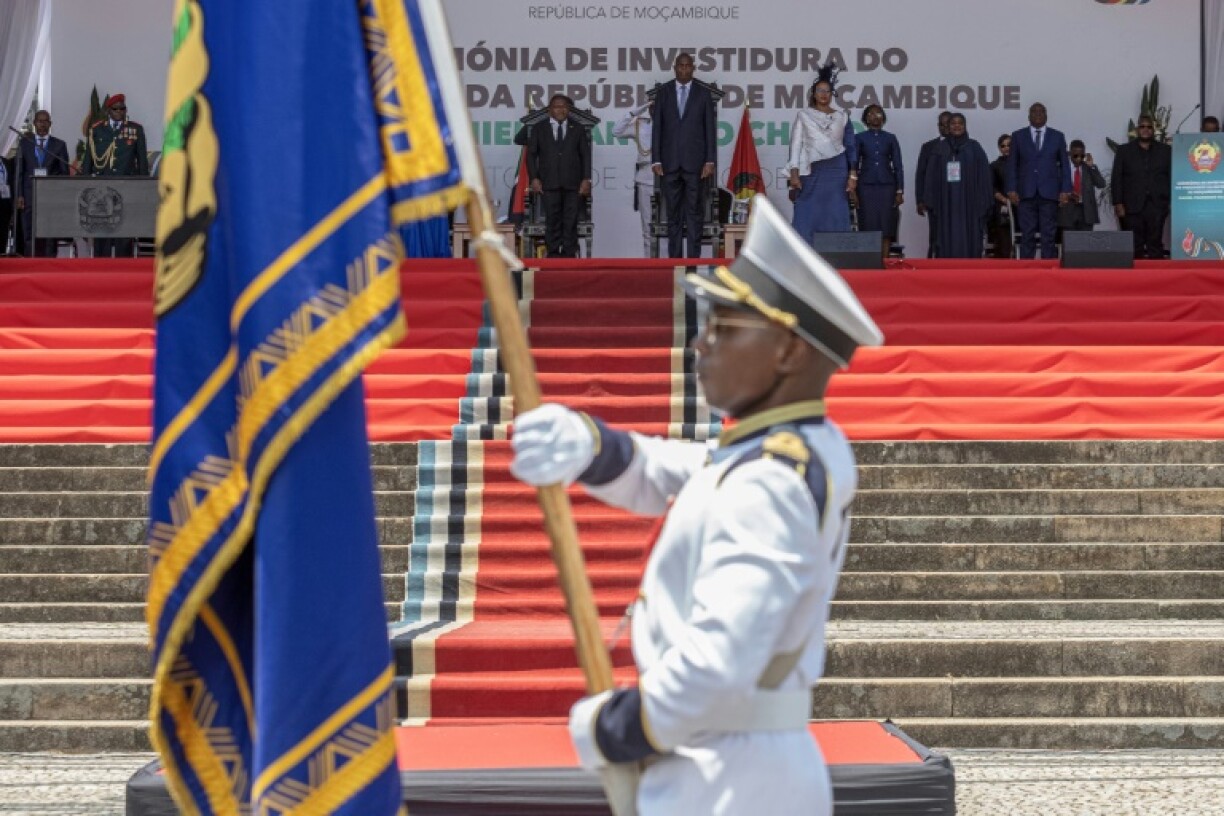 Mozambique's new president Daniel Chapo (CR) was inaugurated under heavy security