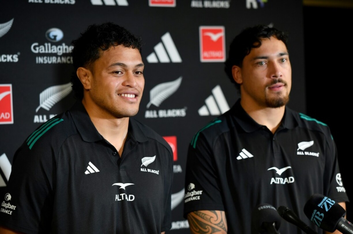 Christian Lio-Willie (left) will make his All Blacks debut against France and was speaking to reporters in Dunedin alongside teammate Billy Proctor