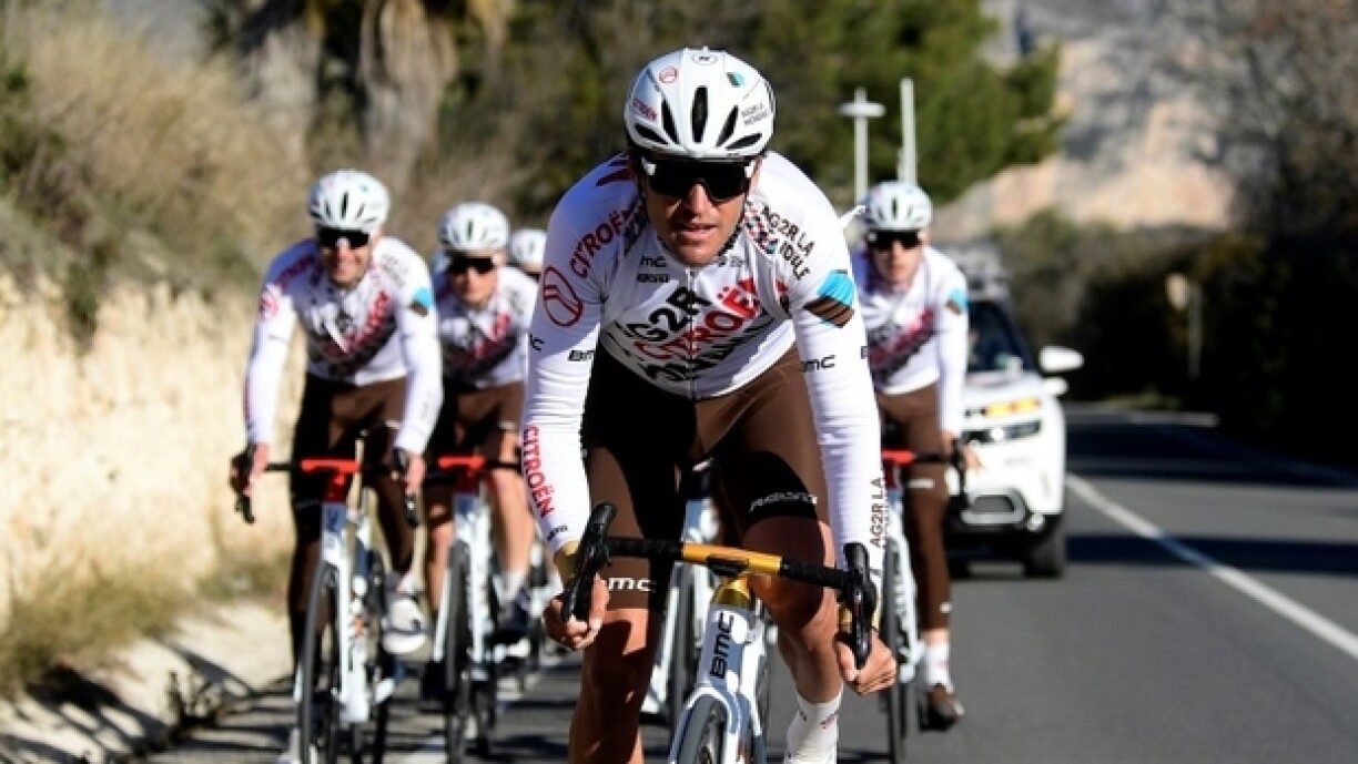 Le Belge Greg Van Avermaet, à l'entraînement avec sa nouvelle équipe d'AGR2 Citroën, le 21 janvier 2021 à Denia.