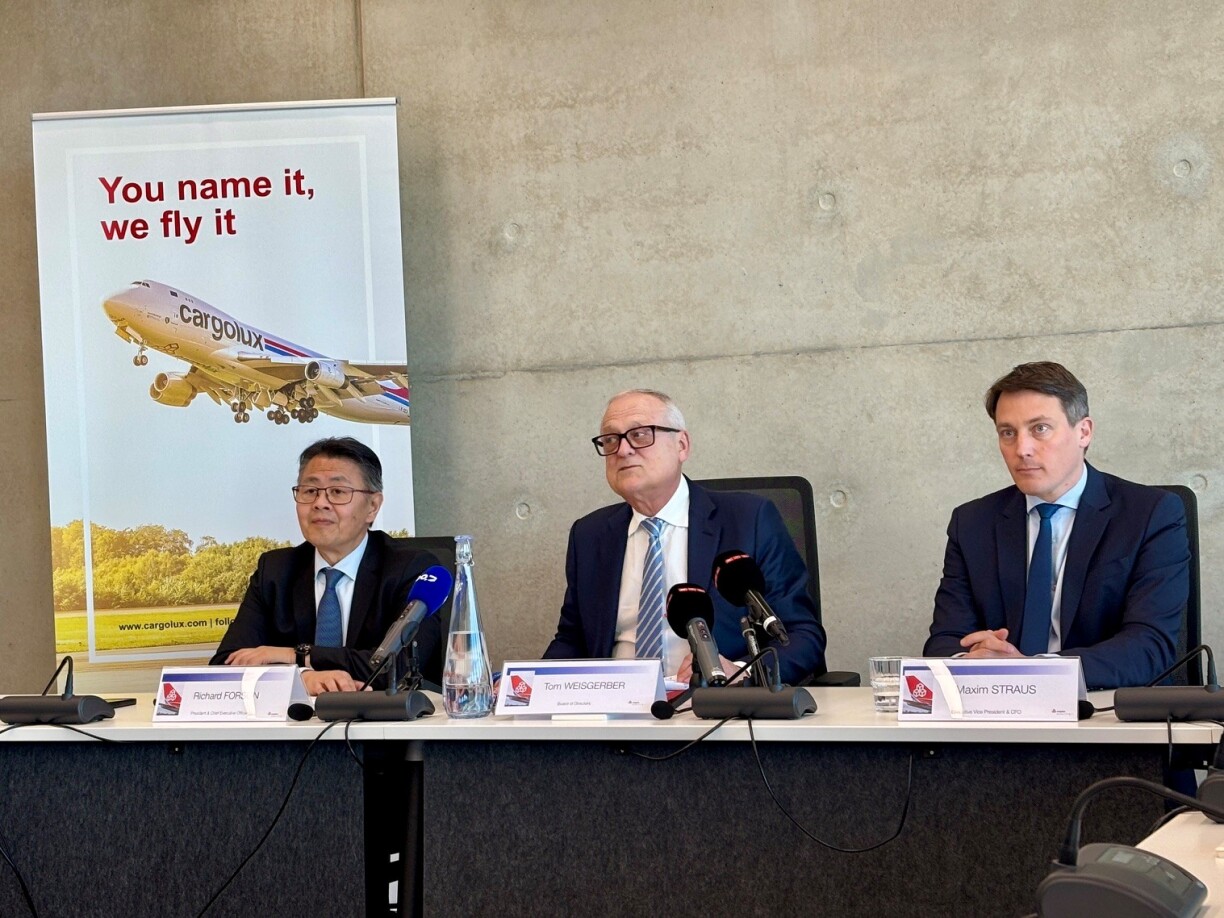 De Richard Forson, CEO vu Cargolux, den Tom Weisgerber, Member vum Verwaltungsrot vu Cargolux, an de Maxim Strau, CFO vu Cargolux.