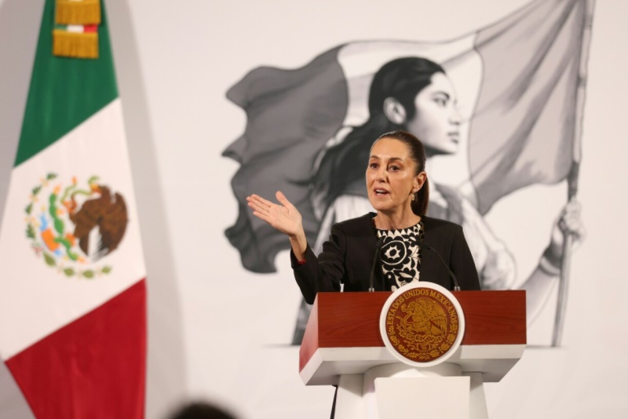 Mexico's President Claudia Sheinbaum speaks during her daily press conference at the National Palace in Mexico City on January 21, 2025