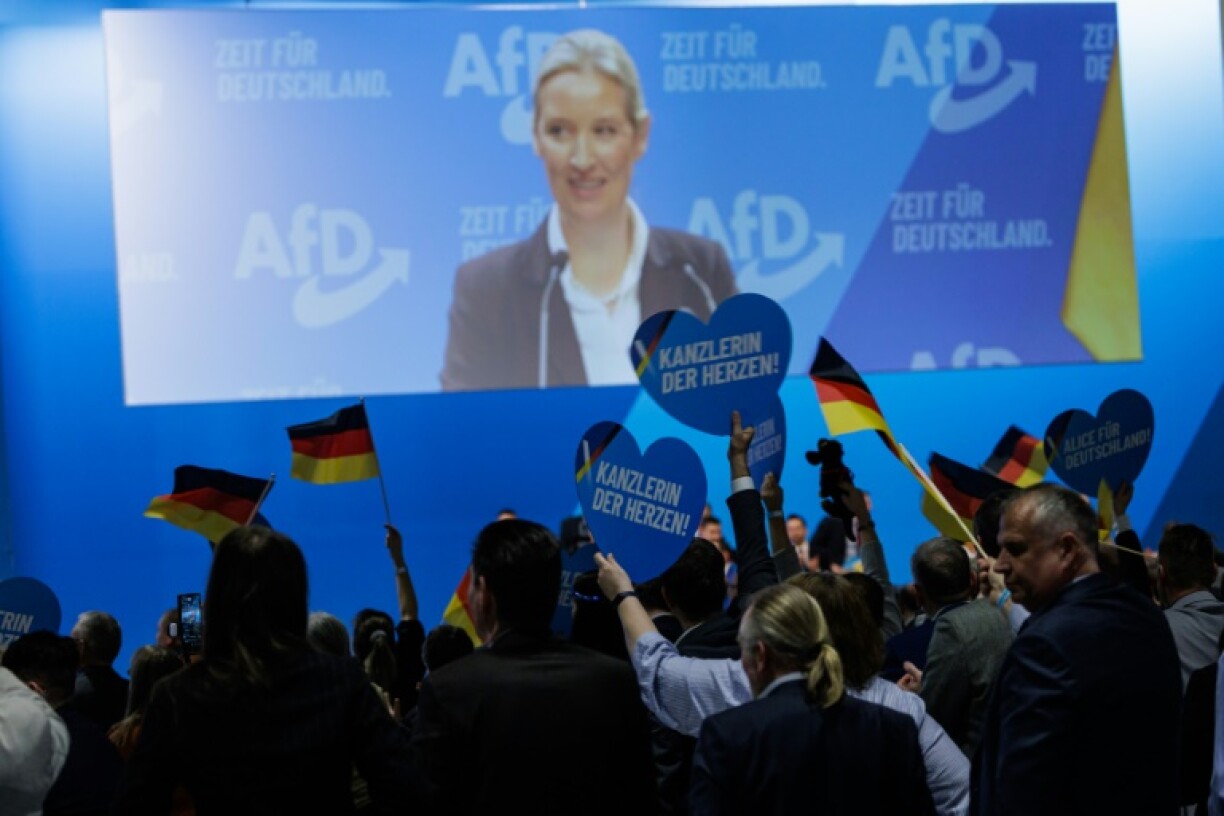 Alice Weidel, cheffe de file de l'Alternative pour l'Allemagne (AfD), à l'ouverture d'un congrès à Riesa, dans l'est du pays, le 11 janvier 2025