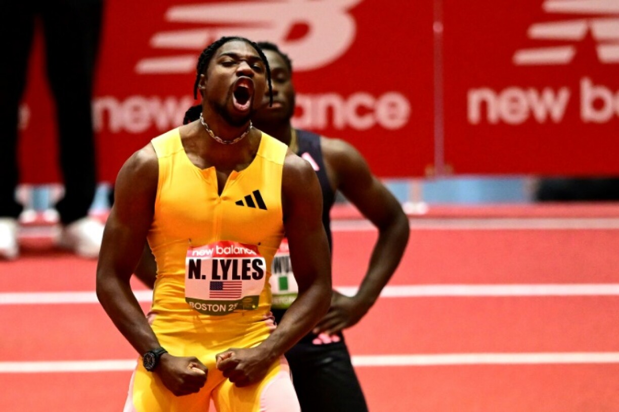 Noah Lyles swept to victory in the men's 60m at the New Balance Indoor meeting in Boston on Sunday