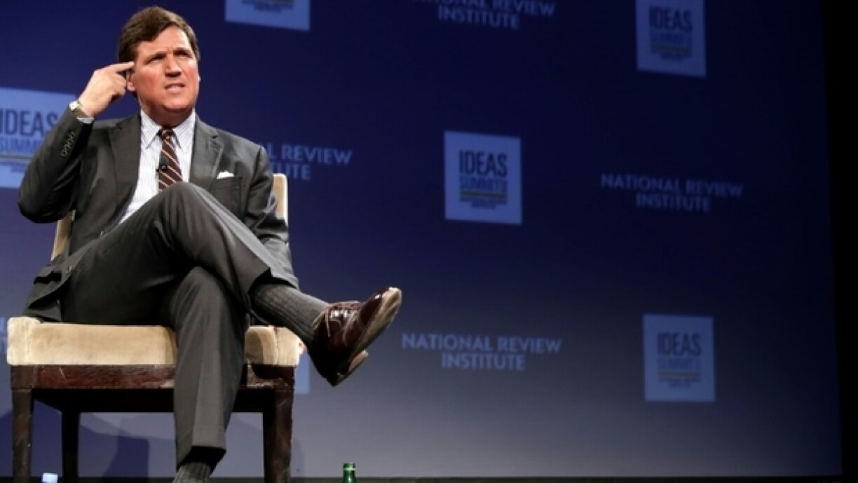 L'animateur de Fox News Tucker Carlson lors d'une conférence à Washington, le 29 mars 2019