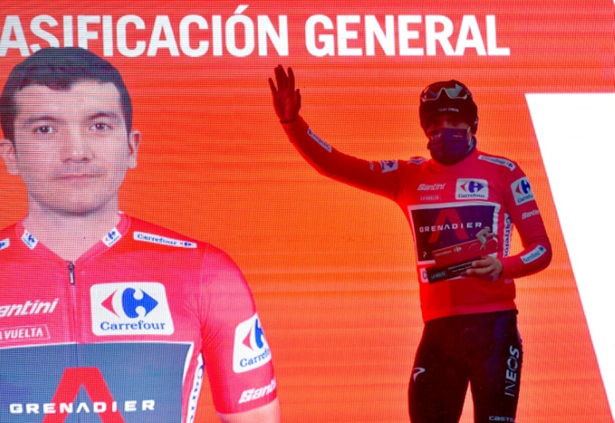 L'Equatorien Richard Carapaz (Ineos) nouveau leader du Tour d'Espagne après la 6e étape, le 25 octobre 2020 à Formigal
