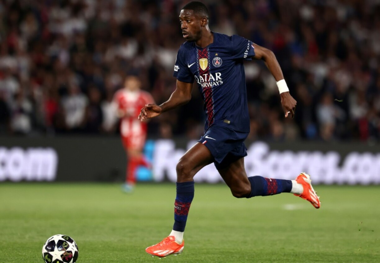 L'attaquant du Paris Saint-Germain Ousmane Dembélé le 28 avril 2026 au Parc-des-Princes à Paris lors de la demi-finale aller dela C1 contre le Bayern