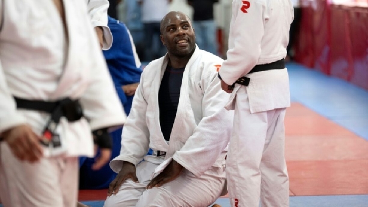 Le judoka français Teddy Riner à l'entraînement lors d'un stage à Rio de Janeiro le 15 février 2023