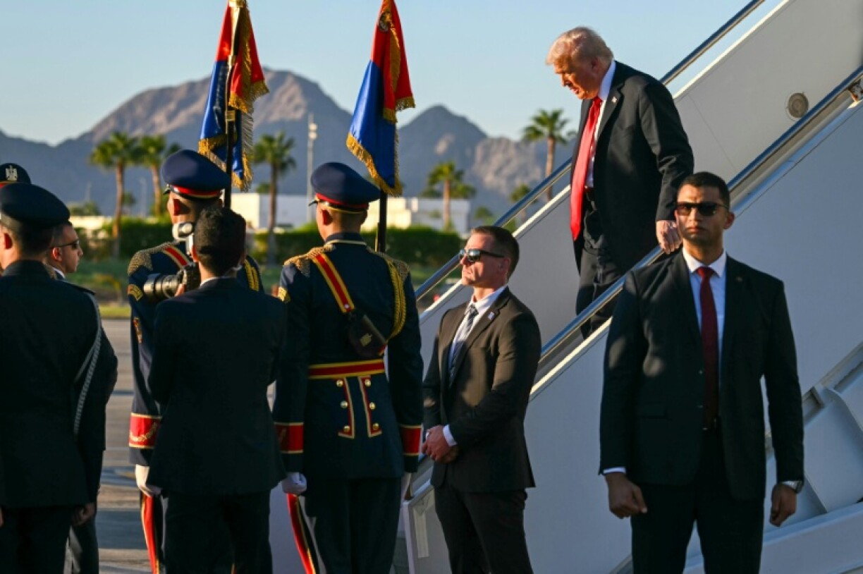 US President Donald Trump lands in Egypt for a summit on Gaza