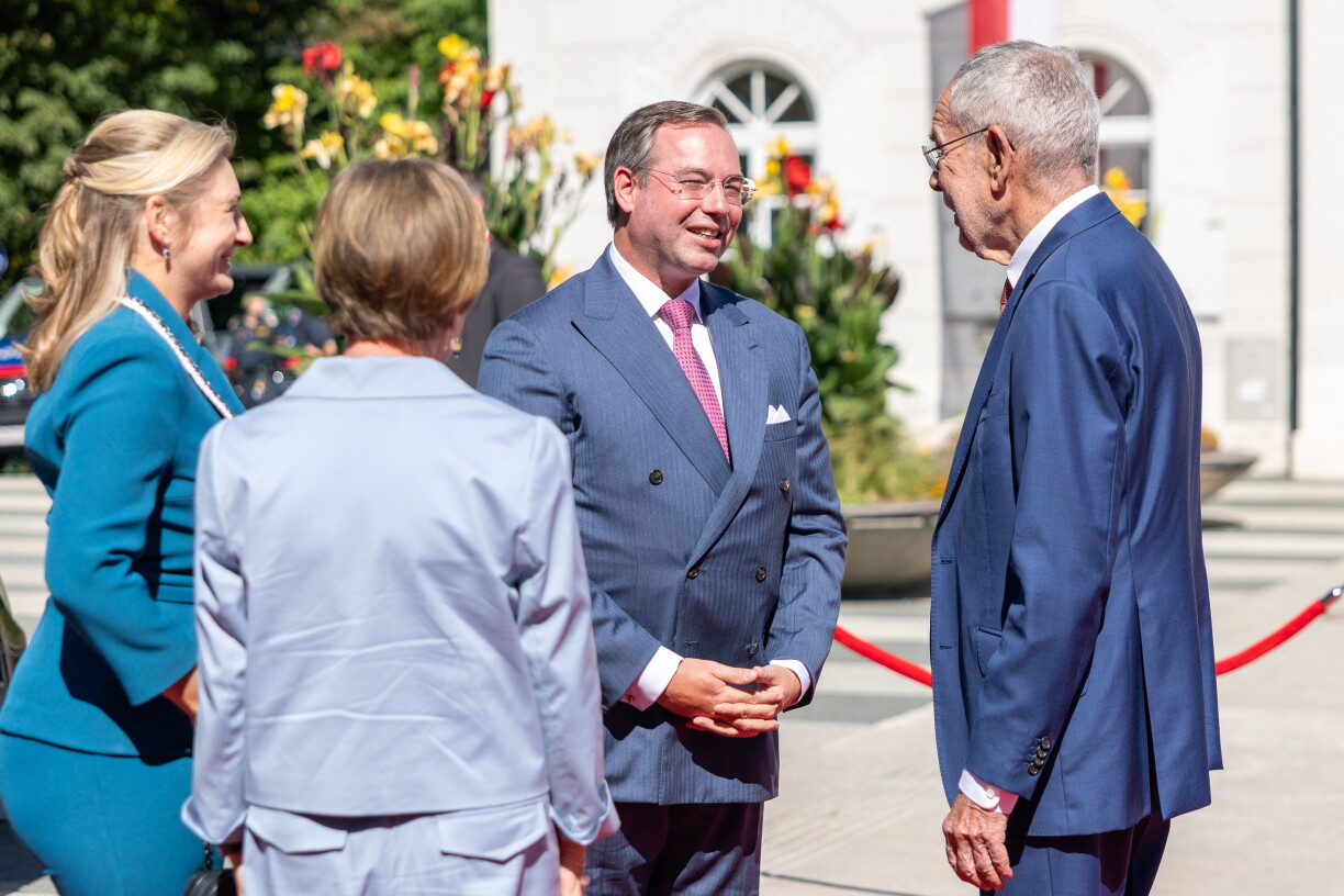 Déi groussherzoglech Koppel am Gespréich mam éisträichesche Bundespresident Alexander Van der Bellen