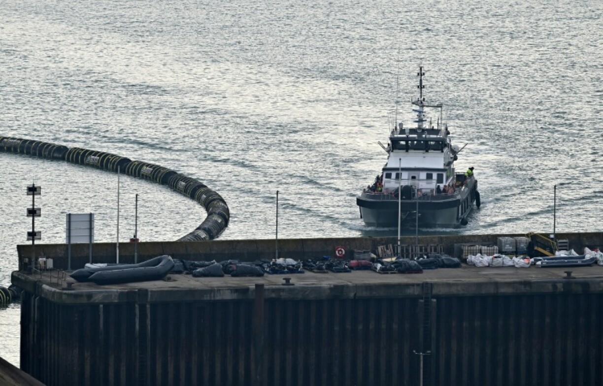 Border Force vessel 'BF Volunteer' carrying migrants picked up attempting to cross the Channel from France