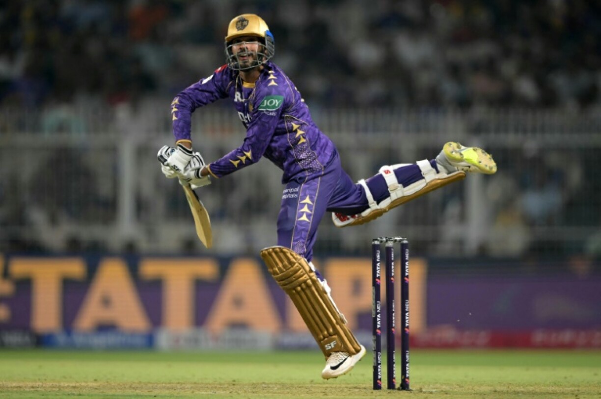 Kolkata Knight Riders' Venkatesh Iyer in action during the Indian Premier League (IPL) Twenty20 cricket match against Sunrisers Hyderabad in Kolkata