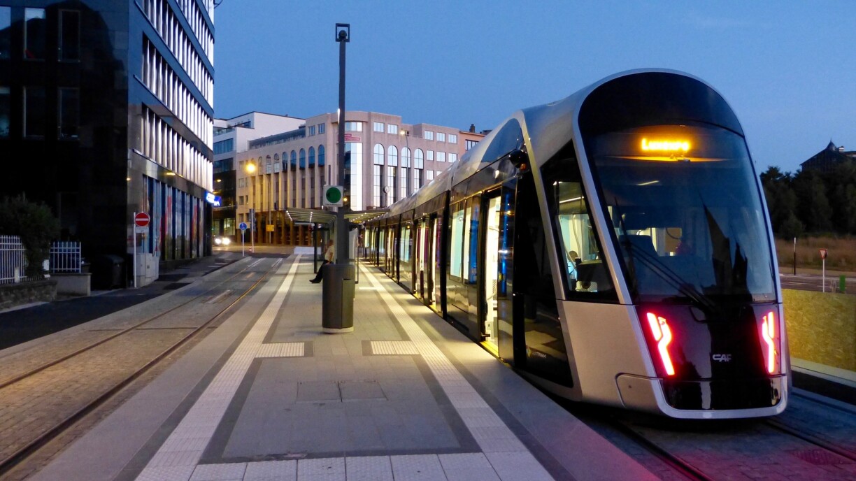 Luxembourg's modern tram system has low floors which align with the platform, providing level boarding for wheelchair users.