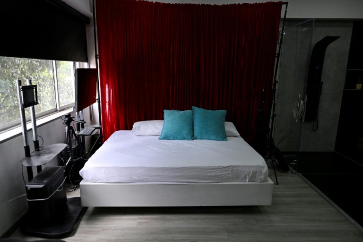 The set of a webcam studio in Bogota