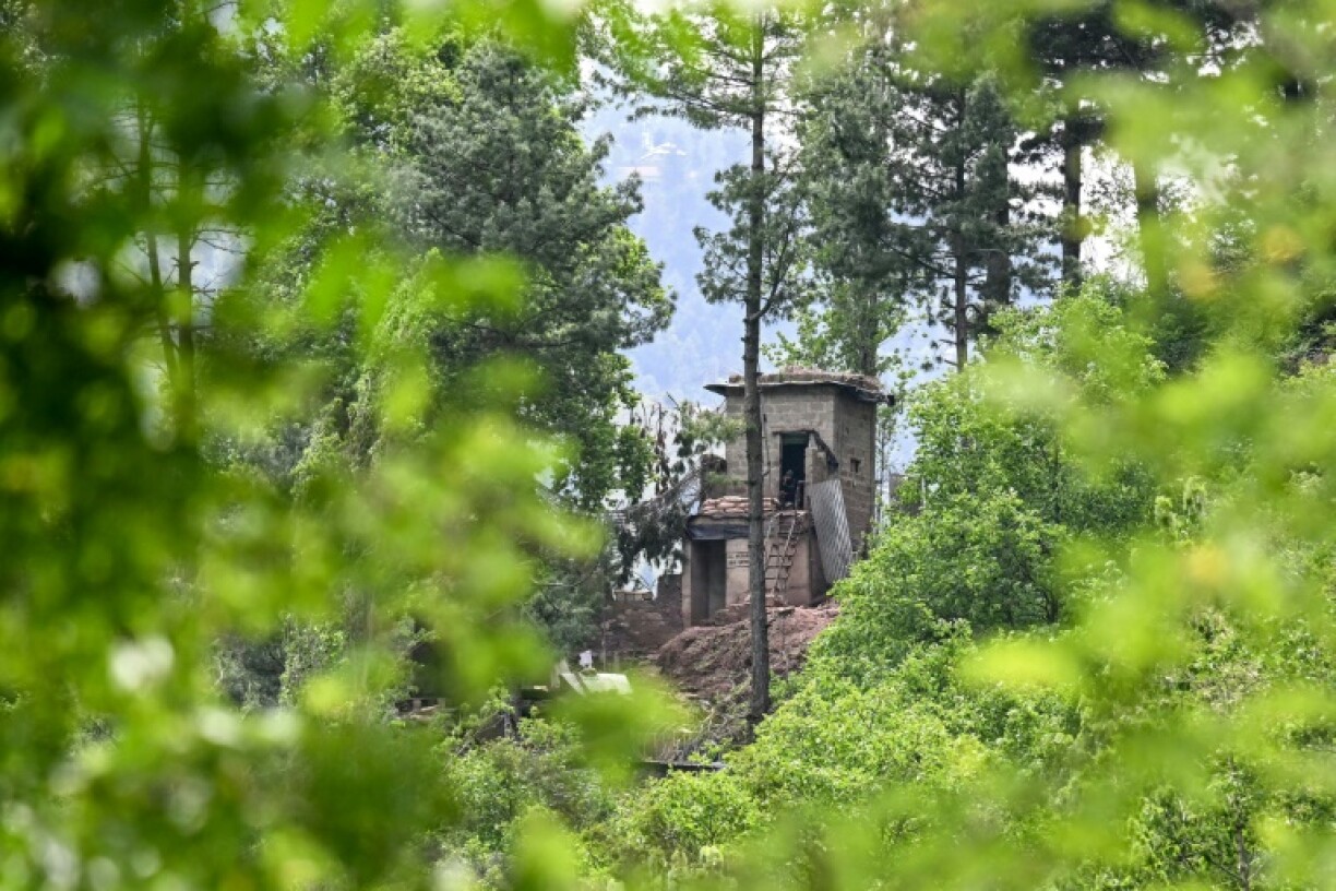 An Indian army observation post is seen along the Line of Control (LoC) in Indian-administered Kashmir