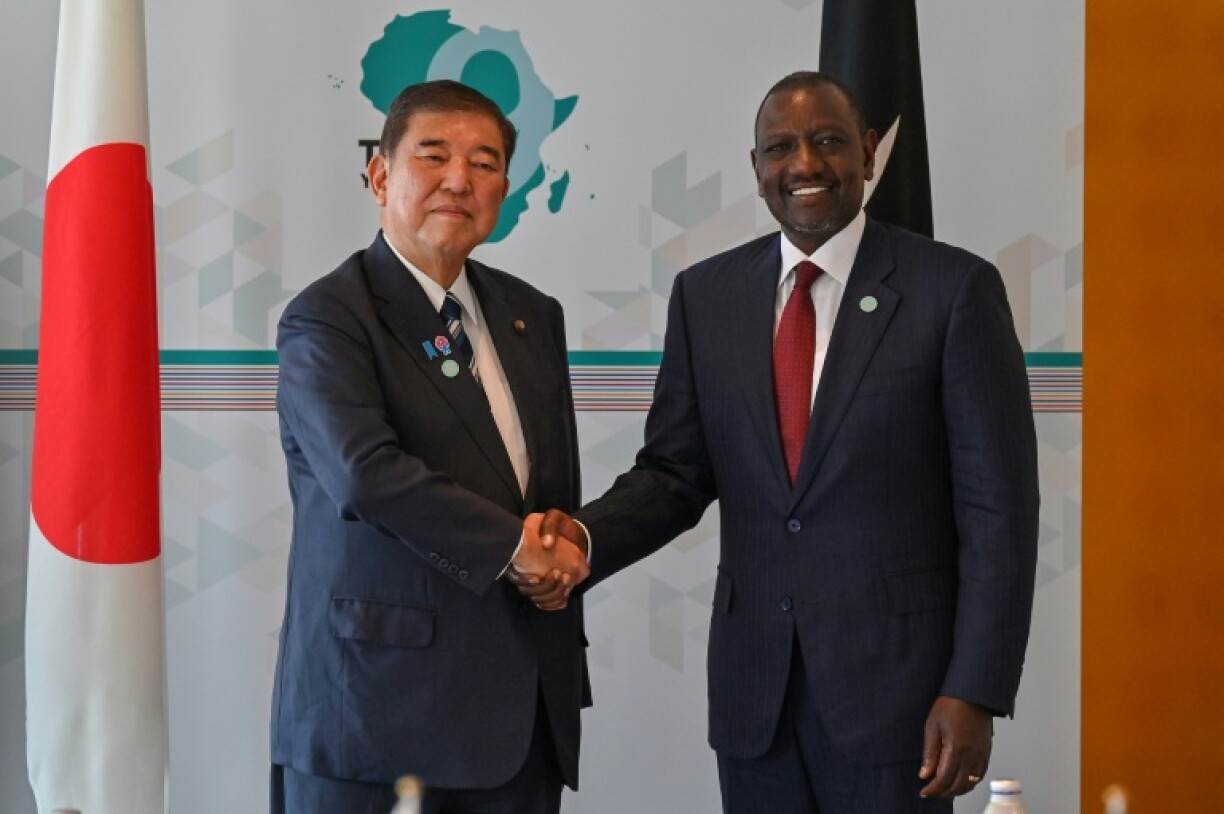Kenya's President William Ruto (R) is among the African leaders attending a development conference hosted by Japanese Prime Minister Shigeru Ishiba