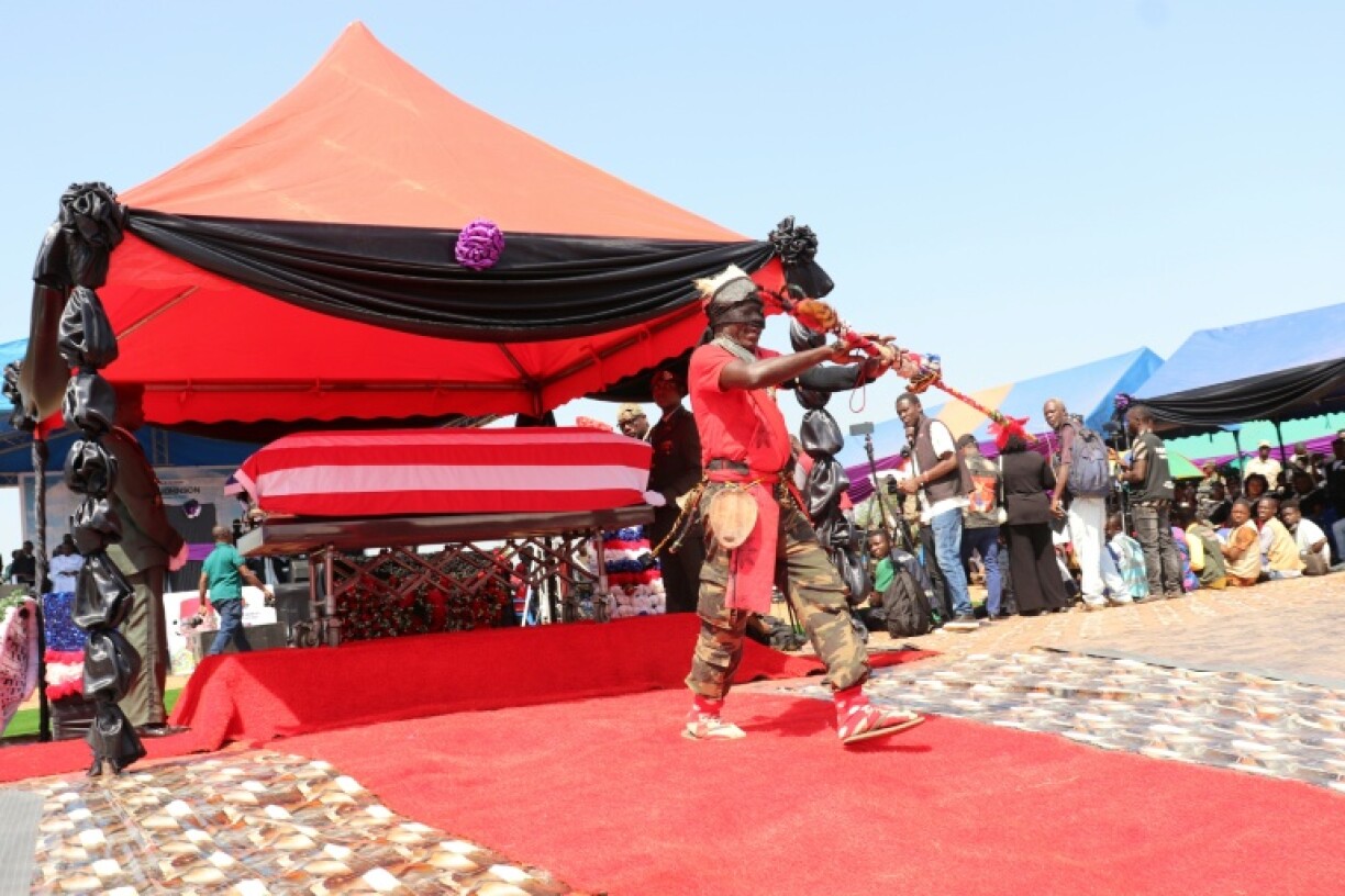 Johnson's supporters and government officials crowded the grounds of the Liberia Petroleum Refinery Company in Ganta city