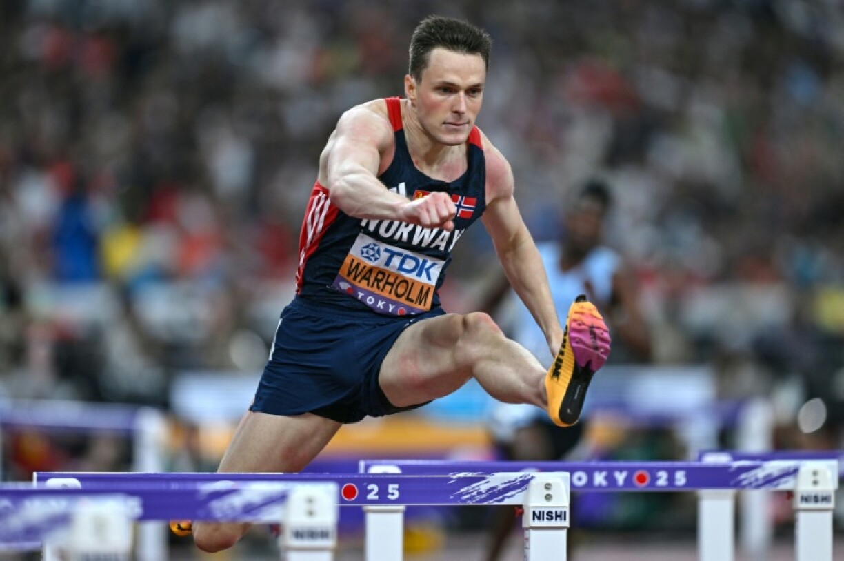 Norway's Karsten Warholm competes in the men's 400m hurdles semi-final