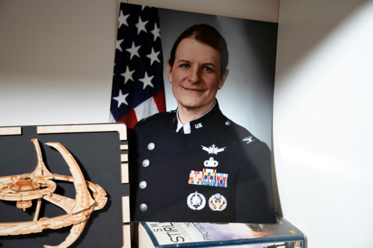 Colonel Bree Fram's Space Force portrait is seen at her home in Reston, Virginia on March 9, 2025