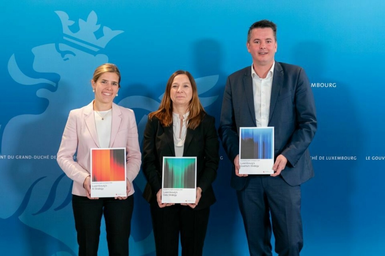 Left to righ: Ministers Margue, Obertin, and Delles at the presentation of the new digital sovereignty strategy.