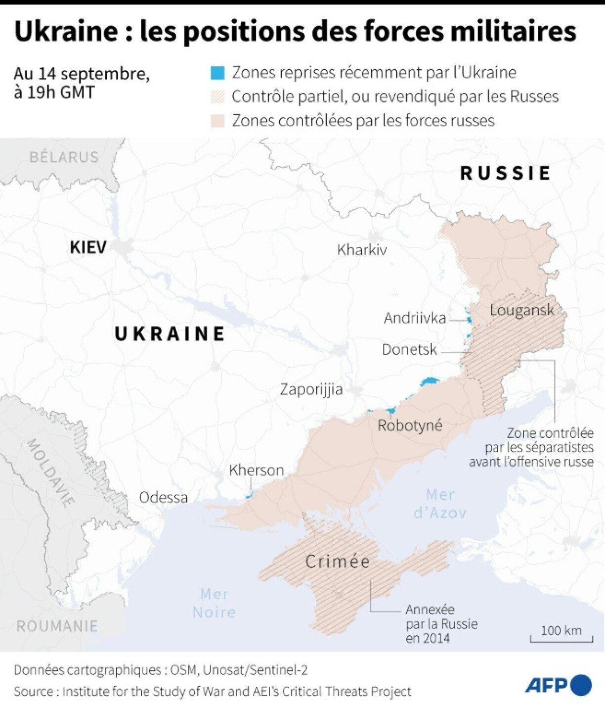 Ukraine : les positions des forces militaires au 14 septembre