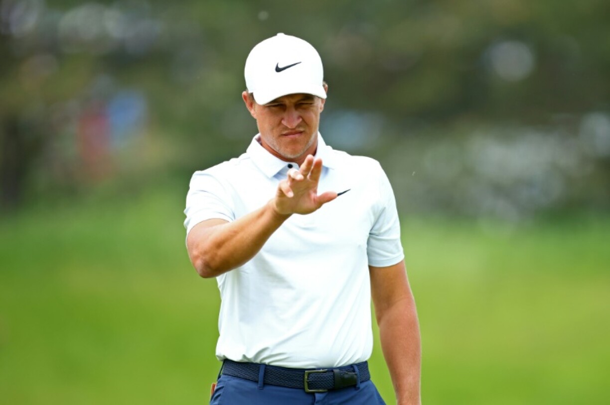 American Cameron Champ lines up a putt on the way to the 36-hole lead in the US PGA Tour Canadian Open in Toronto