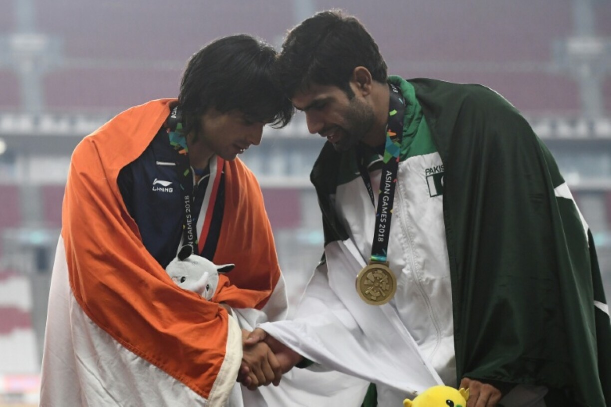 Rivalry turned sour: India's Neeraj Chopra (left) and Pakistan's Arshad Nadeem