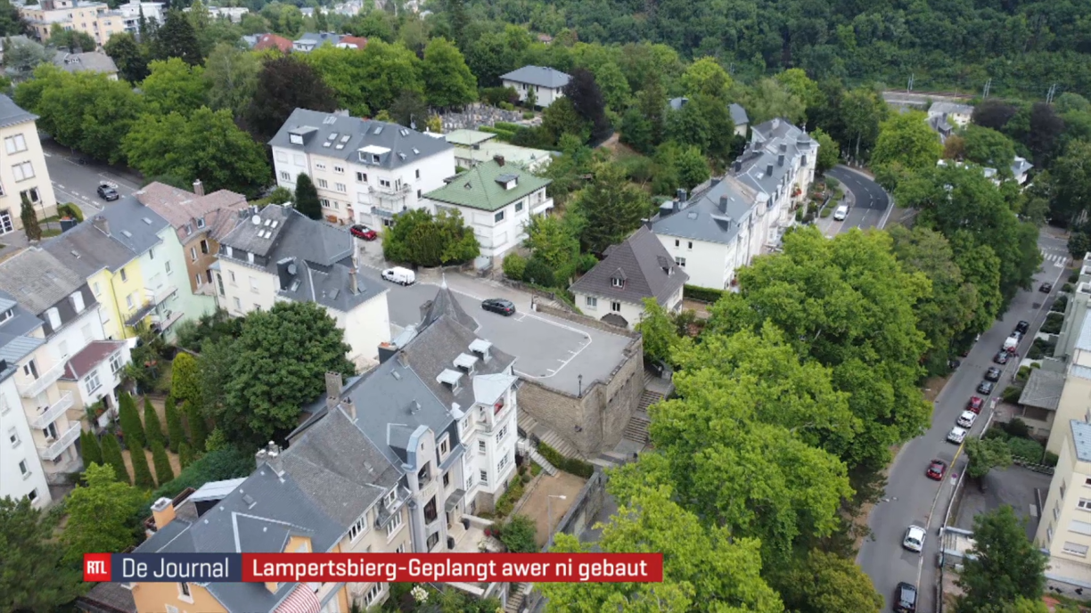The finished bridge pedestal behind Lycée Robert Schuman.