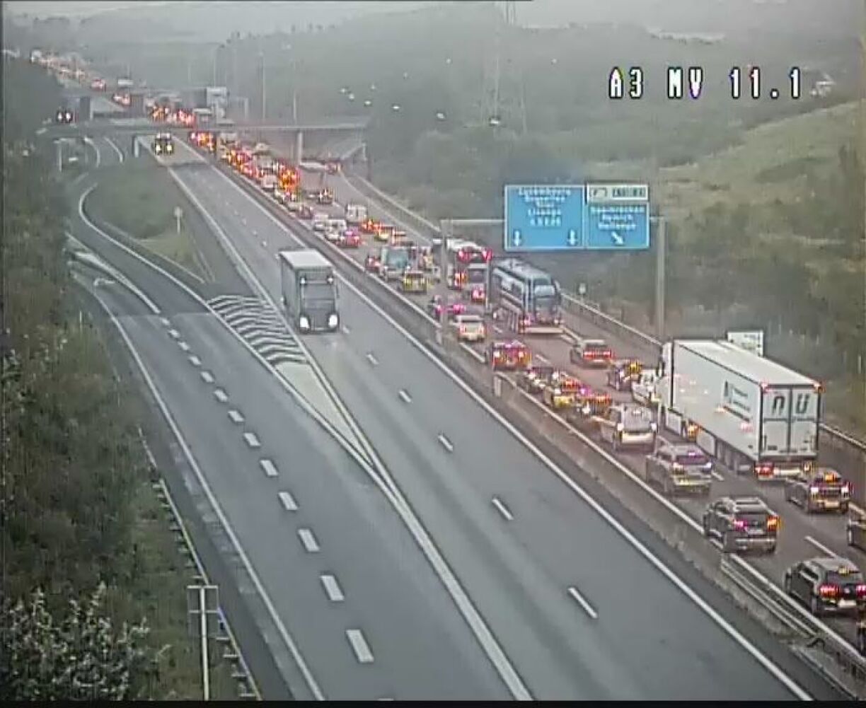 Les bouchons avant la croix de Bettembourg, à 7h ce mardi matin.