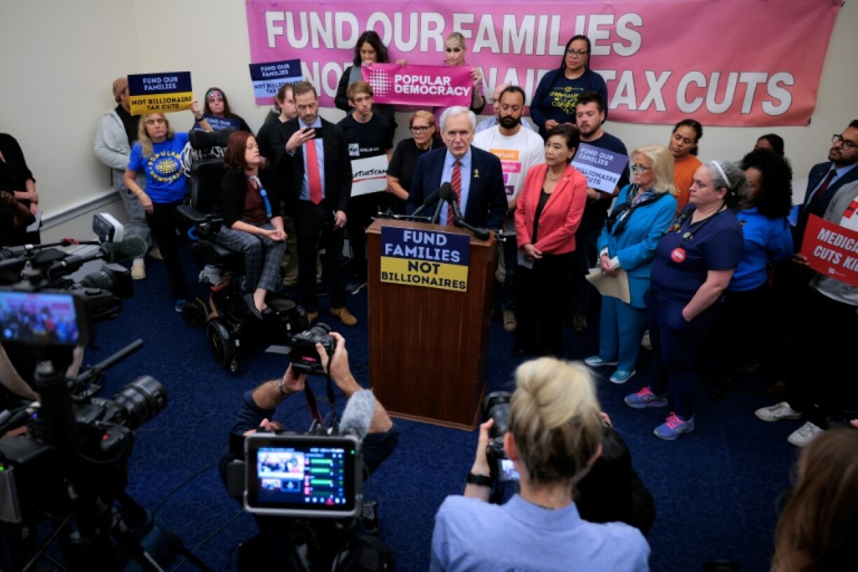 Congressman Lloyd Doggett and fellow US Democrats address a rally and press conference to announce their opposition to a Republican plan to cut Medicaid