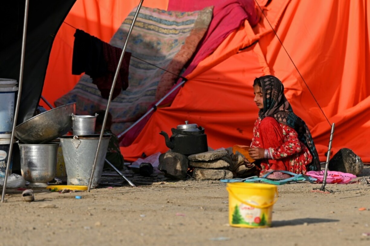 A makeshift camp near the border post offers temporary accommodation for Afghans arriving from Pakistan