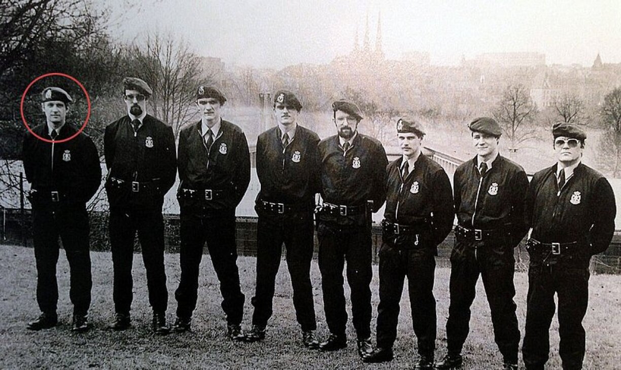 The Brigade Mobile, with chief Ben Geiben on the left. Jos Wilmes is the third from the left, and Marc Scheer the second from the right.