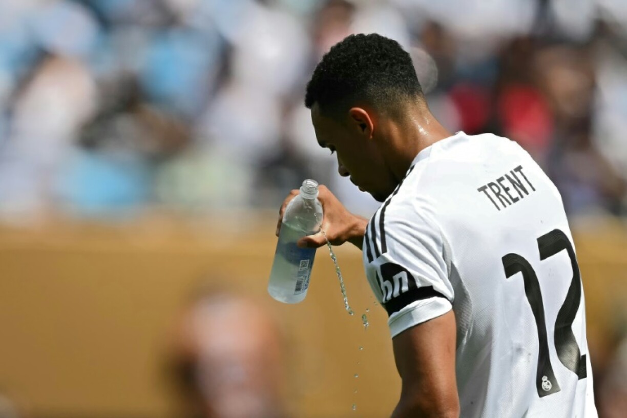 Real Madrid's Trent Alexander-Arnold takes a drink during a game at the Club World Cup