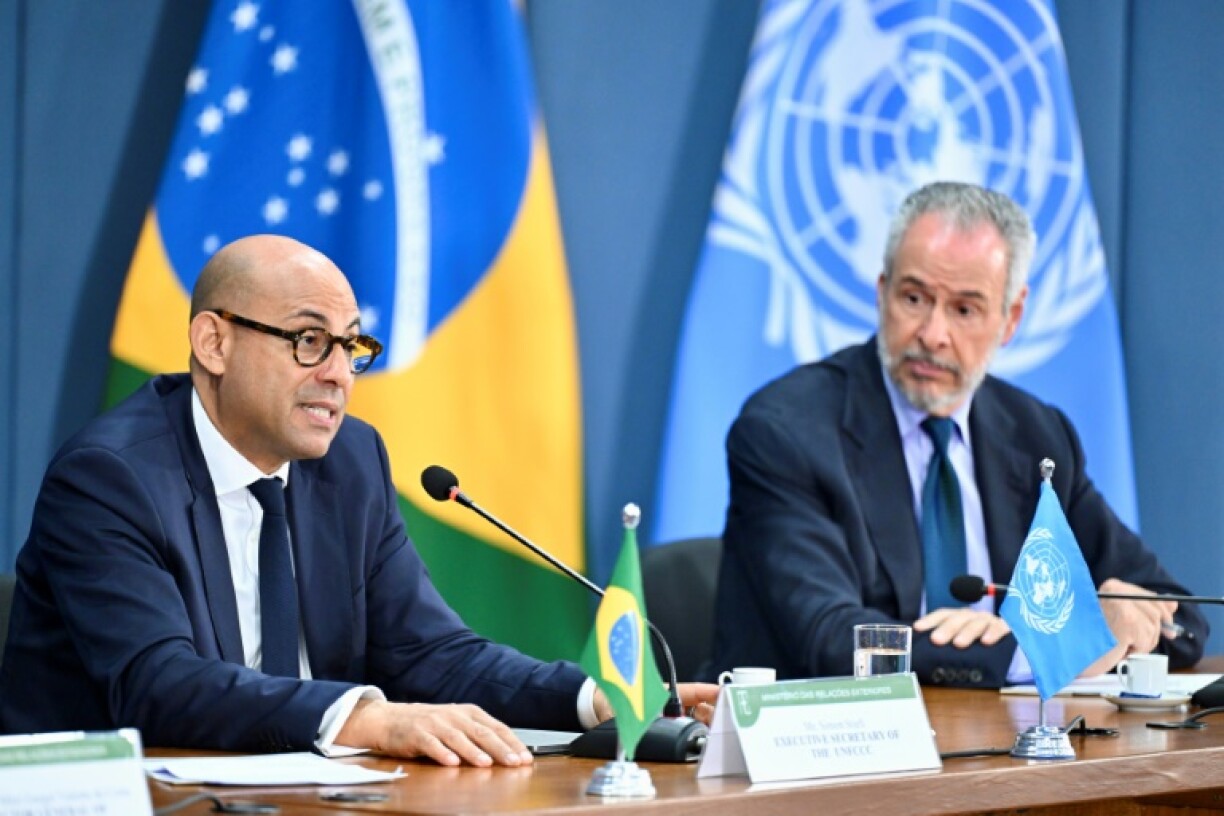 UN Climate Change Executive Secretary Simon Stiell delivers delivers remarks at Rio Branco Institute in Brasilia