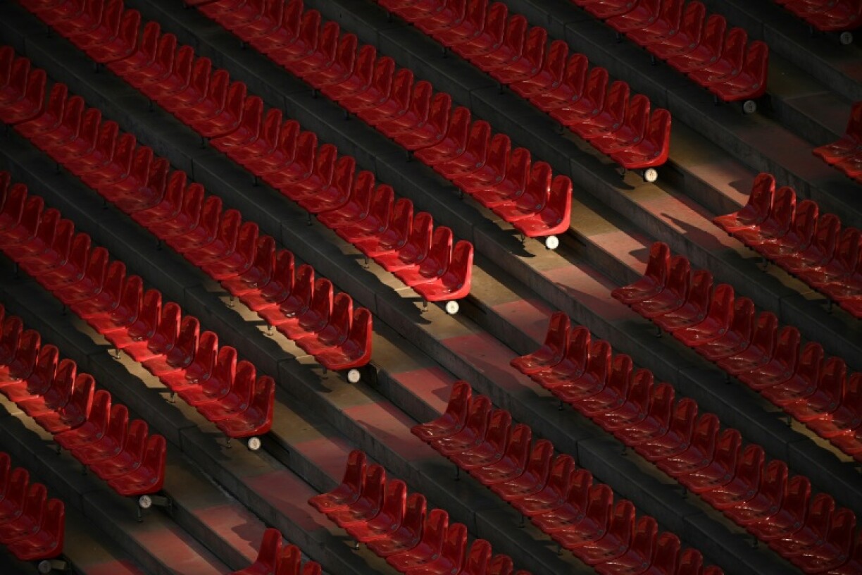 Les tribunes vides lors de la rencontre de Bundesliga entre le FC Cologne et le RB Leipzig, à Cologne le 10 avril 2021