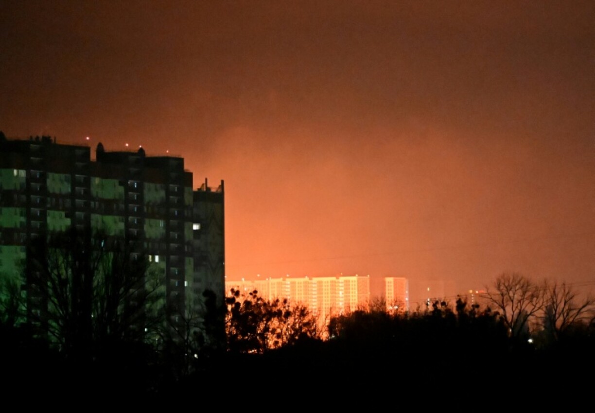 The explosions lit up the night sky in flashes of bright orange