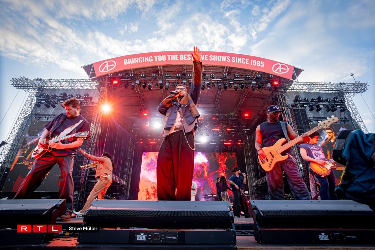 Eng Foto vum Justin Timberlake sengem Optrëtt leschte Summer um Luxexpo OpenAir.