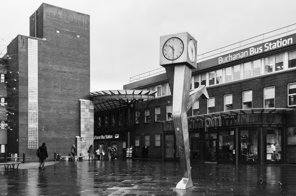 Running Time statue in Glasgow, Scotland.