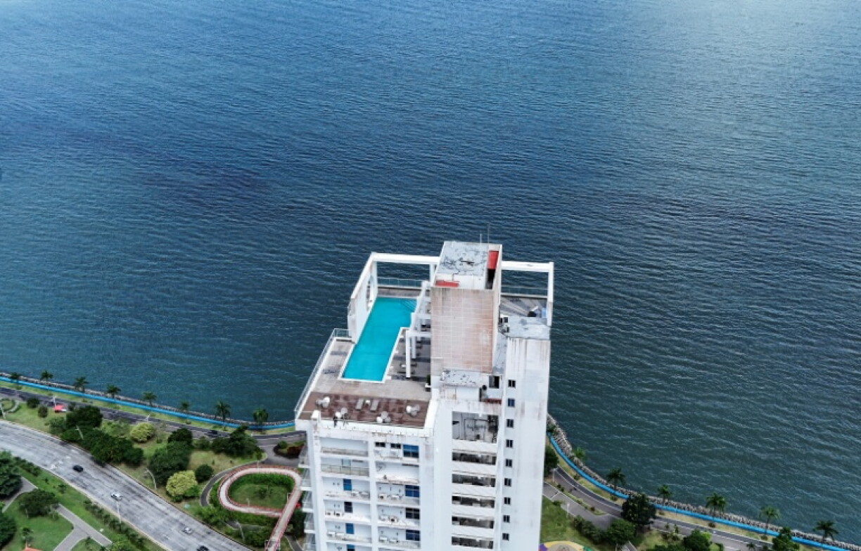 This aerial view shows Panama Bay after a severe 7.6 magnitude earthquake hit the country