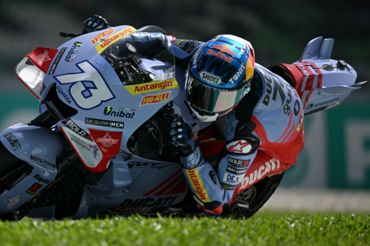 Le pilote espagnol Gresini #73 Alex Marquez lors des essais du Grand Prix MotoGP de Malaisie le 11 novembre 2023 sur le circuit de Sepang