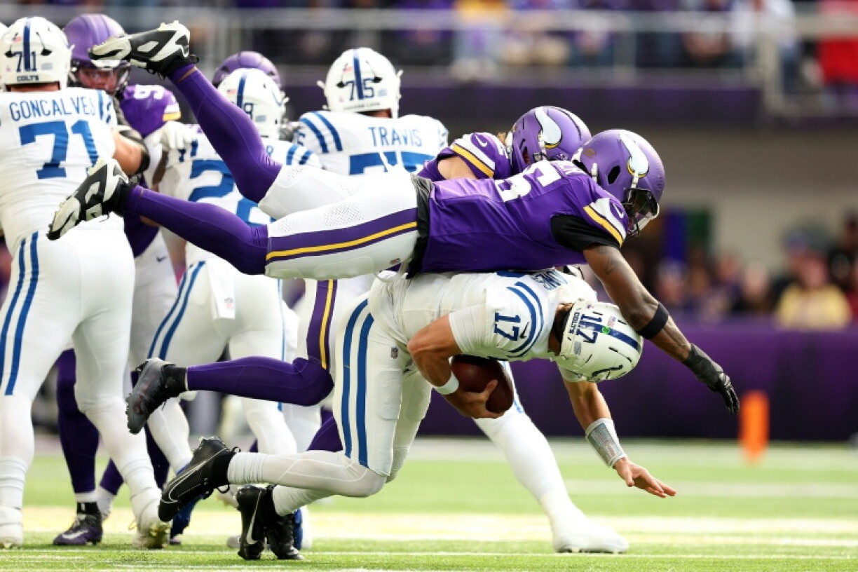 Minnesota's defense sacks Indianapolis Colts quarterback Daniel Jones earlier this season
