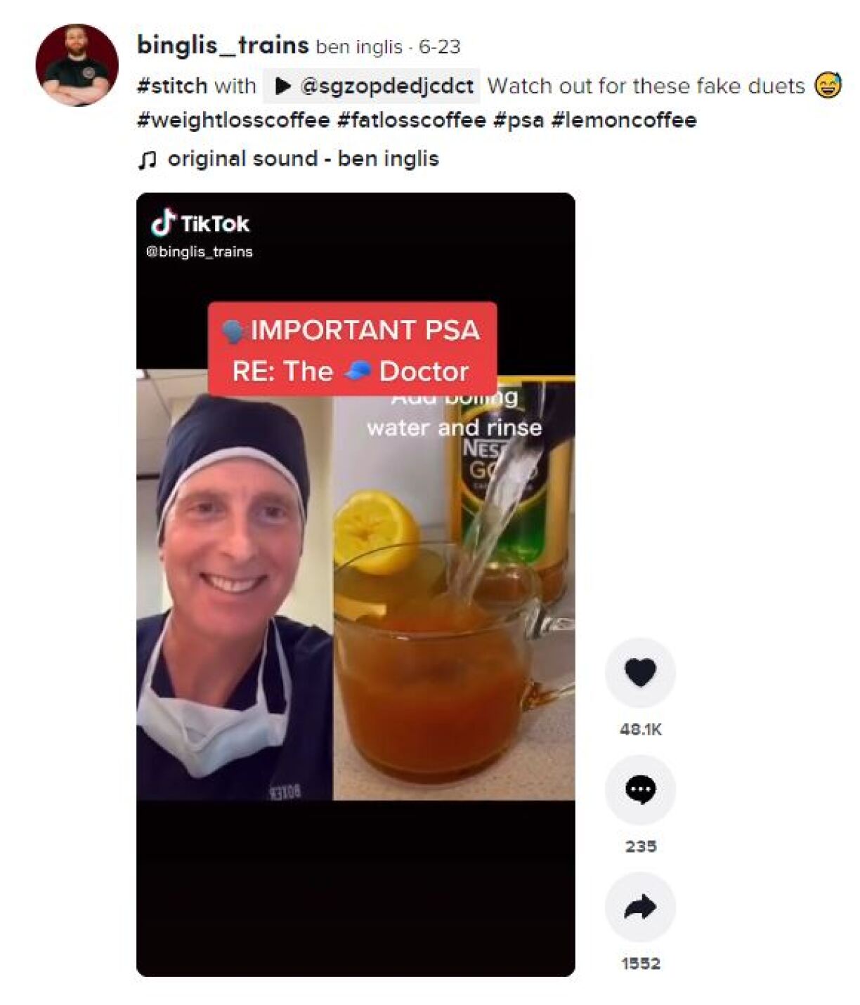 Capture d'écran prise sur Tik Tok le 29/09/2021