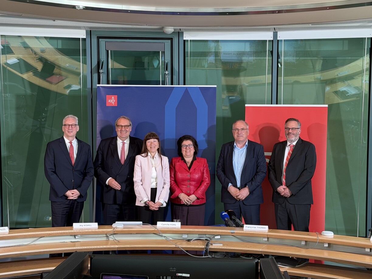 v.l.n.r.: Romain Wehles, Camille Fohl, Françoise Thoma, Doris Engel, Aly Kohll, Olivier Wantz