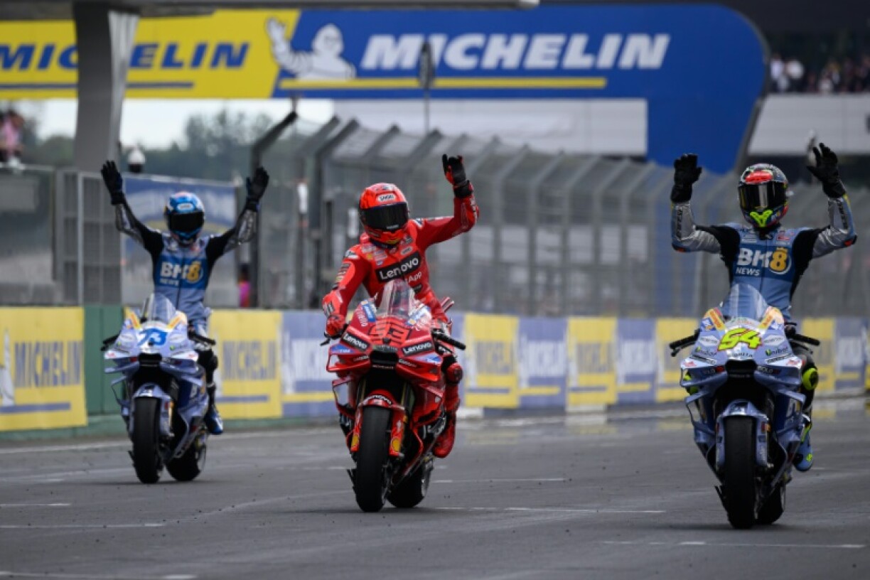 Marc Marquez (C) has won all six MotoGP sprint races this season
