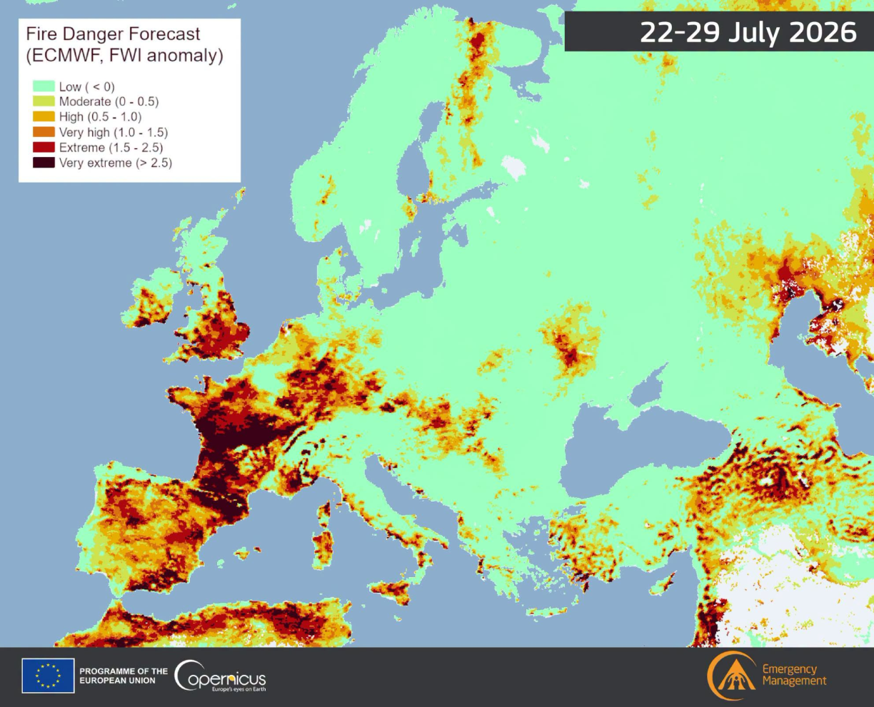 Le risque d'incendie est élevé en Europe de l'ouest cette fin de mois de juillet.