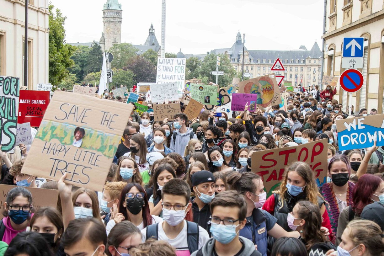 Une photo prise lors de la manifestation pour le climat qui a eu lieu en septembre 2021 à Luxembourg