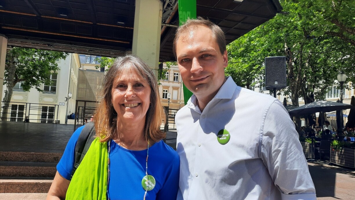 The two Green Party lead candidates in the 2023 municipal elections: Claudine Reyland and François Benoy.