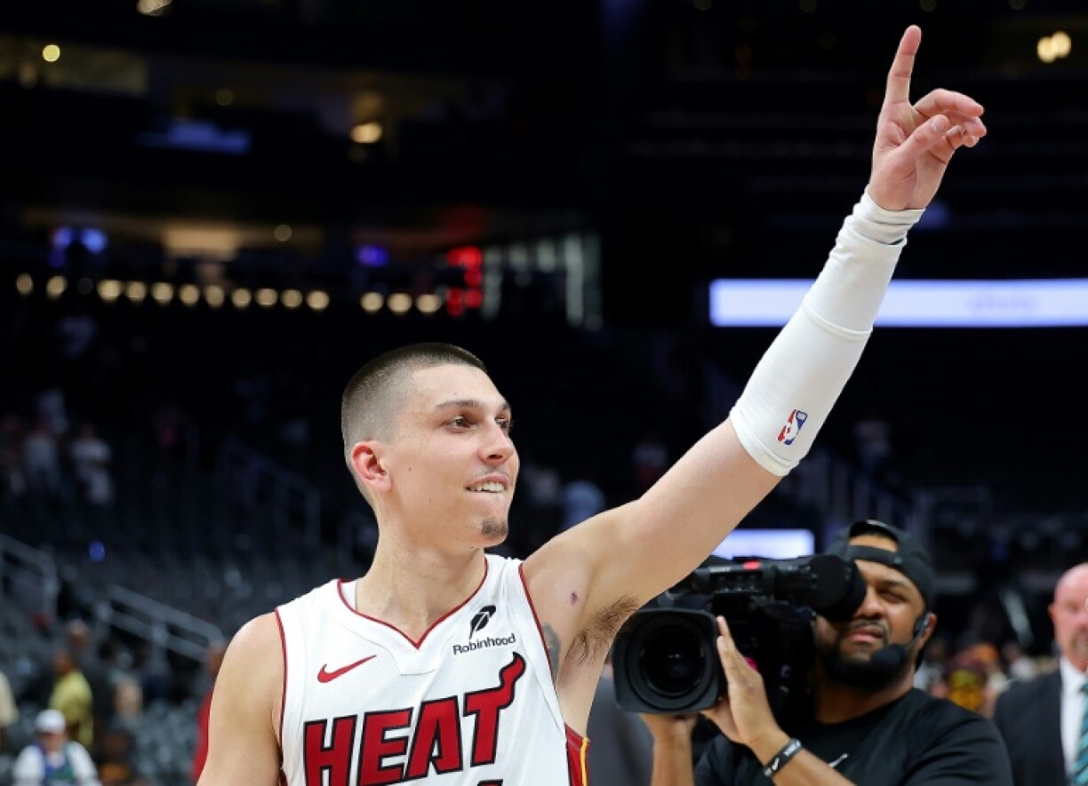 Tyler Herro top scored for the Miami Heat in their 123-114 overtime win over the Atlanta Hawks that earns them a place in the NBA playoffs