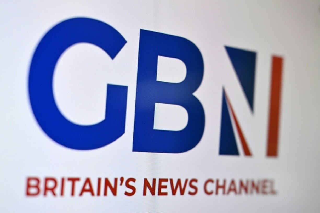 The British opinion oriented television and radio news channel GB News logo was co-founded by UK media mogul Paul Marshall in 2021